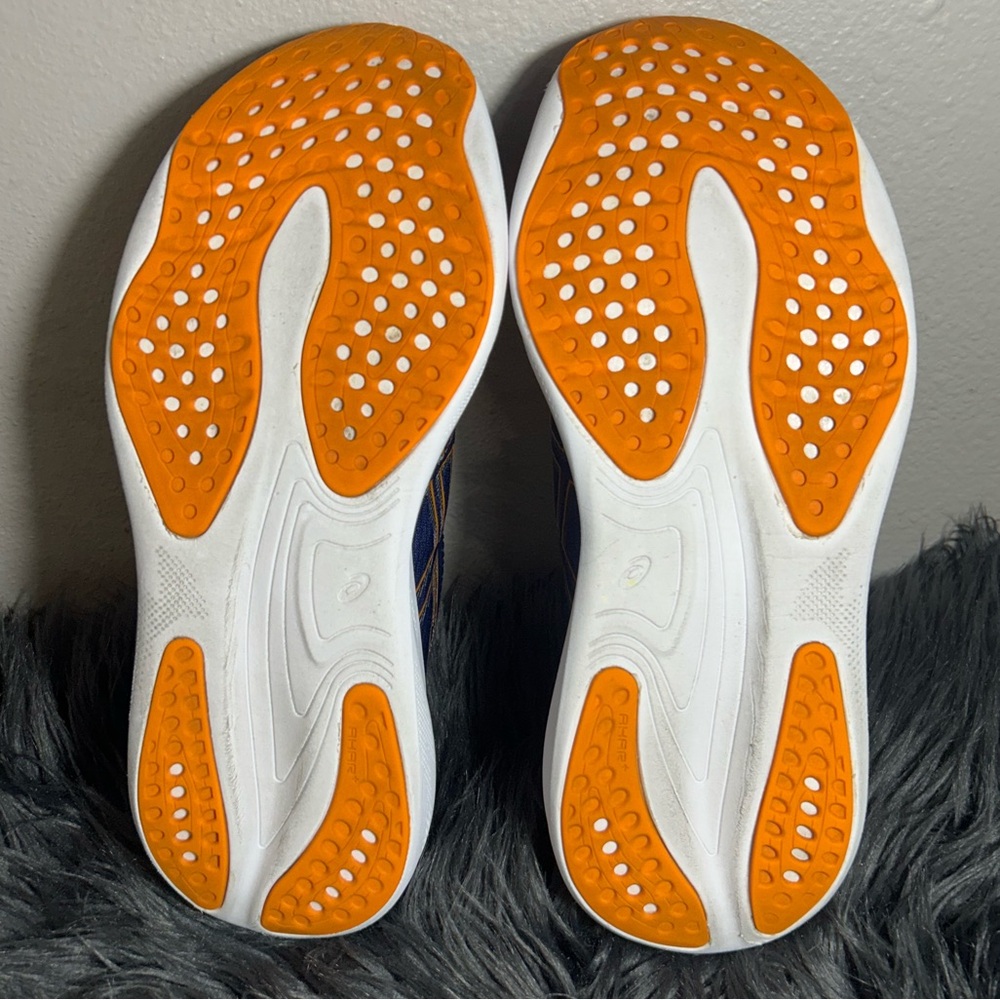 ASICSGel-Nimbus 25 'Deep Ocean Bright Orange Sneakers Size 10 - Picture 9 of 10